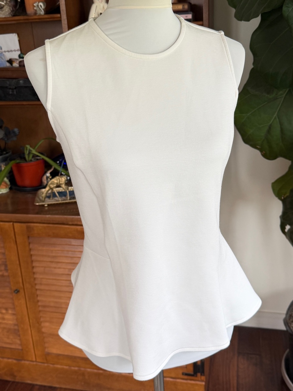 Spanx White Modal Stretchy Peplum Tank Top Shirt Blouse S - Picture 8 of 11